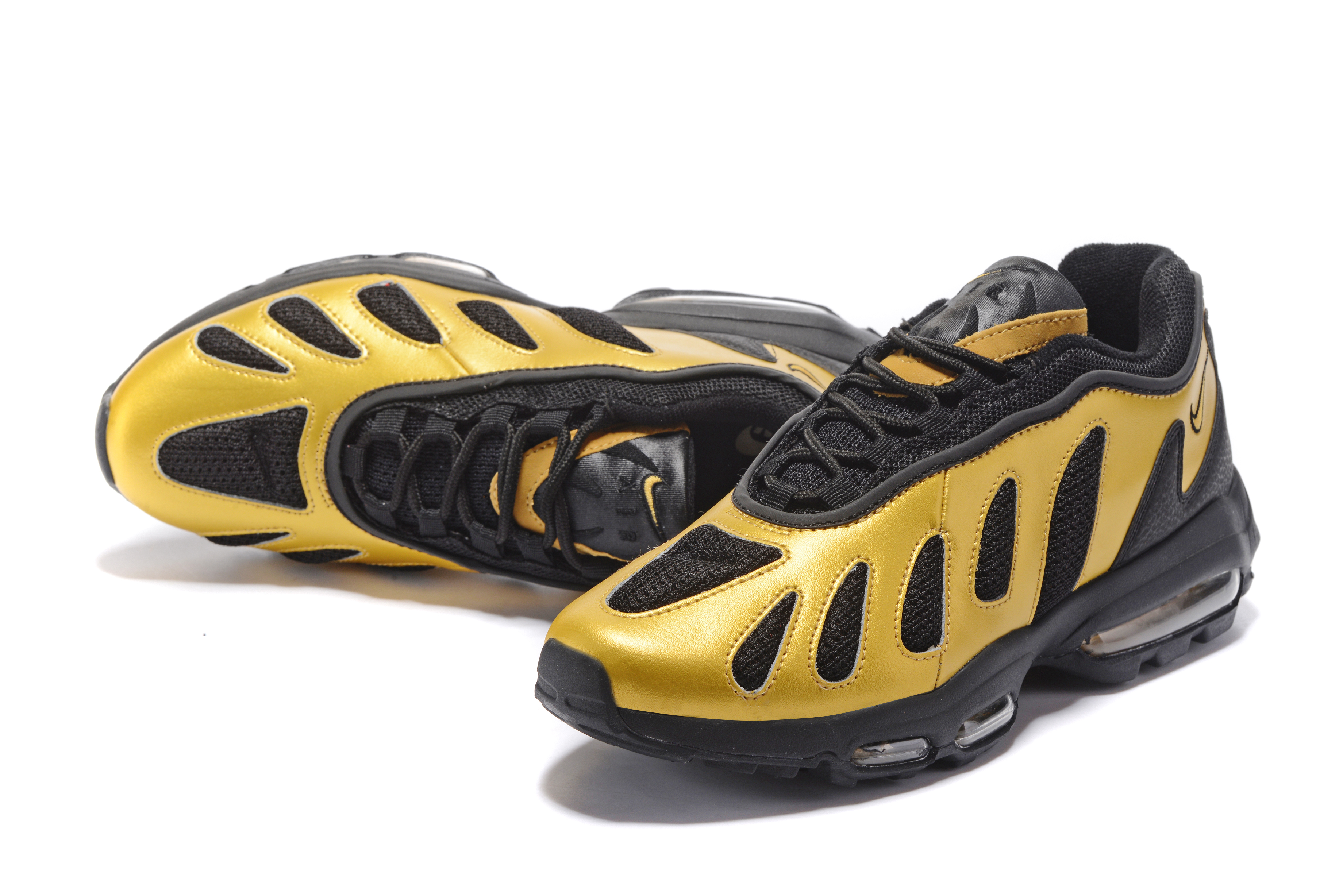 Men Nike Air Max 96 Black Gold - Click Image to Close